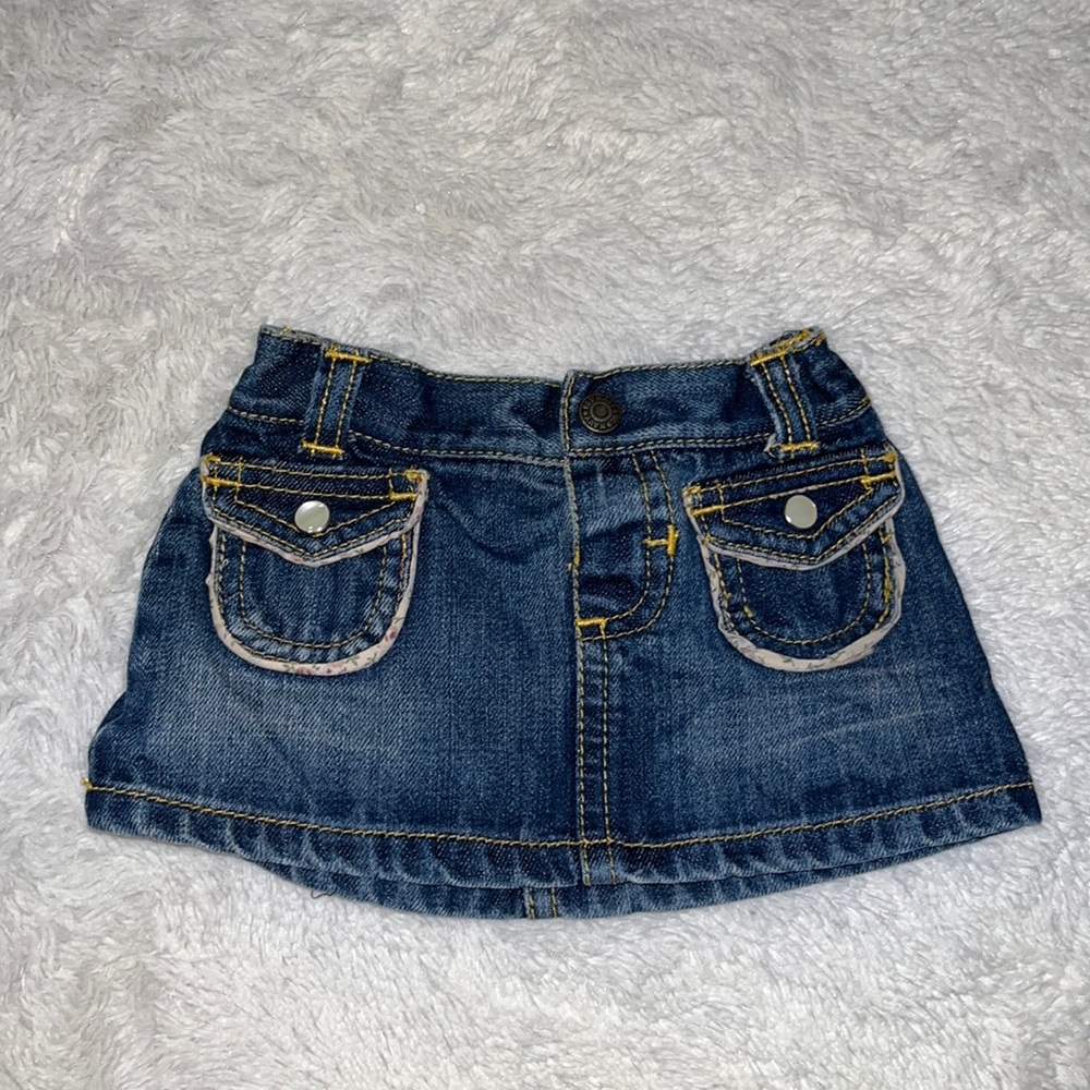 Vintage 0-3 month baby collection jean skirt with pockets baby girl clothing